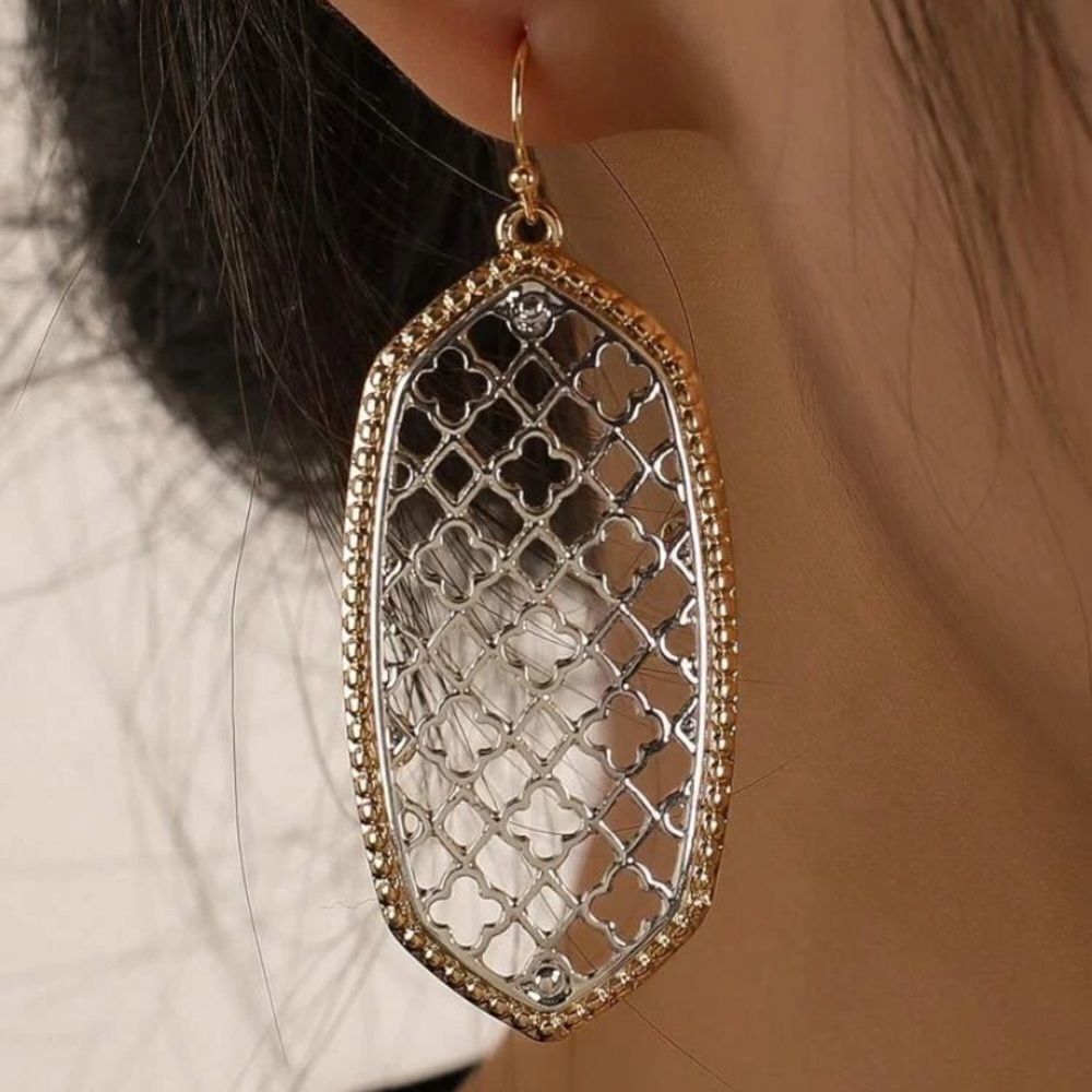 3for$20 1pair Fashion Zinc Alloy Hollow Out Geometric Drop Earrings For Women
